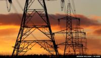 Electricity pylons at dusk