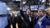 Japanese prime minister Shinzo Abe touring New York stock exchange