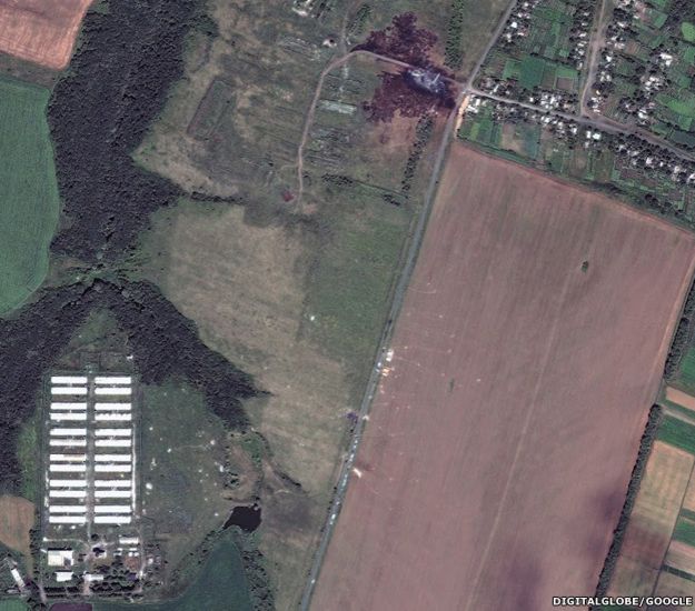 Satellite image of MH17 debris
