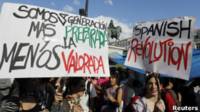 Jóvenes españoles protestan