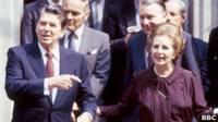 Ronald Reagan y Margaret Thatcher