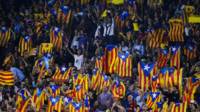 Banderas independentistas en el Camp Nou