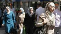 Moradores de Damasco (crédito: BBC)