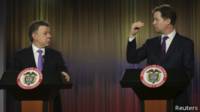 Juan Manuel Santos y Nick Clegg