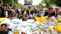 Manifestantes de oposición en Tailandia