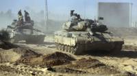 Tanques israelíes cerca de la frontera con Gaza