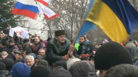 Manifestantes en Crimea