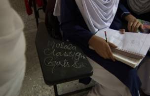 Cadeira de Malala em sua antiga escola
