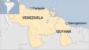 Mapa de Venezuela y Guyana