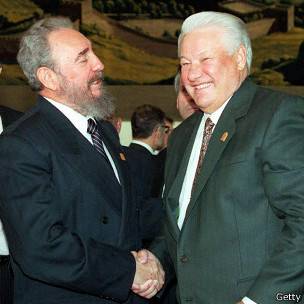 Fidel Castro y el líde ruso Boris Yeltsin en 1995