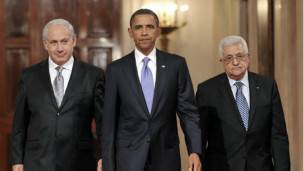 Netanyahu, Obama y Abbas