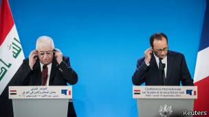 Fuad Massum, presidente de Irak, junto a su par francés, Francois Hollande