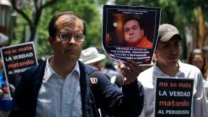 Protesta de periodistas en Ciudad de México por la muerte de sus compañeros en Veracruz. Foto: AFP/Getty