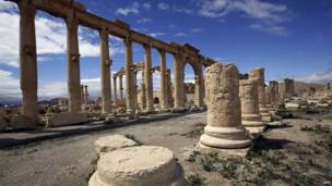 صورة التقطت في 14مارس/آذار 2014 تظهر منظرا جزئيا لمدينة تدمر، وكالة الأنباء الفرنسية  201 