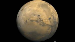 Mosaico de fotos de Marte, produzido pela sonda Viking. NASA