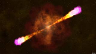 Artista retratou explosão de raio gama. Foto: Nasa