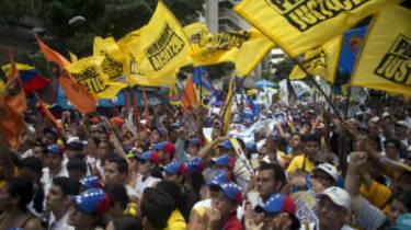 Manifestación de la oposicion venezolana en apoyo a Leopoldo López.