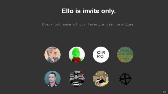 Captura de pantalla de la página de inicio de la red social Ello