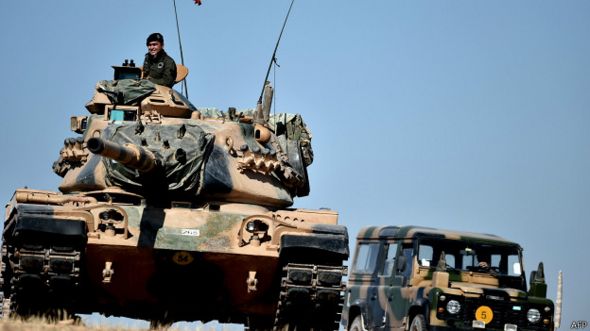 Tanque turco cerca de Kobane