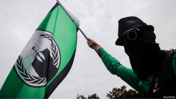 匿名者黑客在德國柏林參與要求保障數碼信息安全集會（30/8/2014）