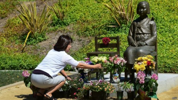 美国加州韩裔社区设立的慰安妇塑像曾引起争议（资料照片）
