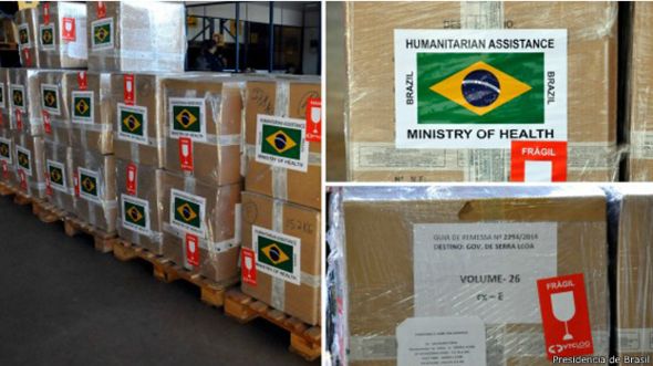 Kits médicos enviados por Brasil a los países afectados por la epidemia de ébola