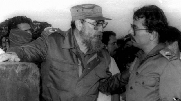Fidel Castro y Daniel Ortega en 1988