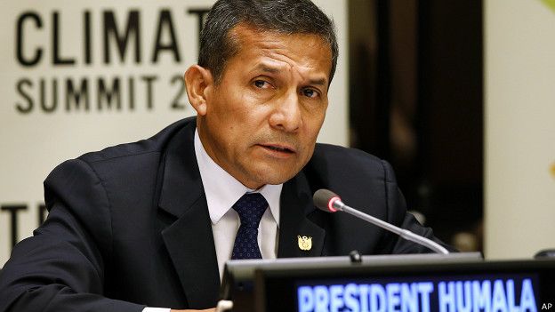 Presidente peruano, Ollanta Humala, durante una cumbre climática.