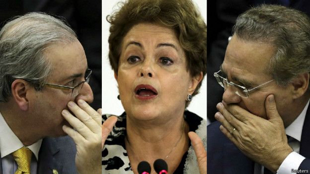Dilma Rousseff, Eduardo Cunha e Renan Calheiros