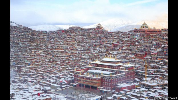 Templos de Lalung Gal Gompa, en el Tibet oriental.