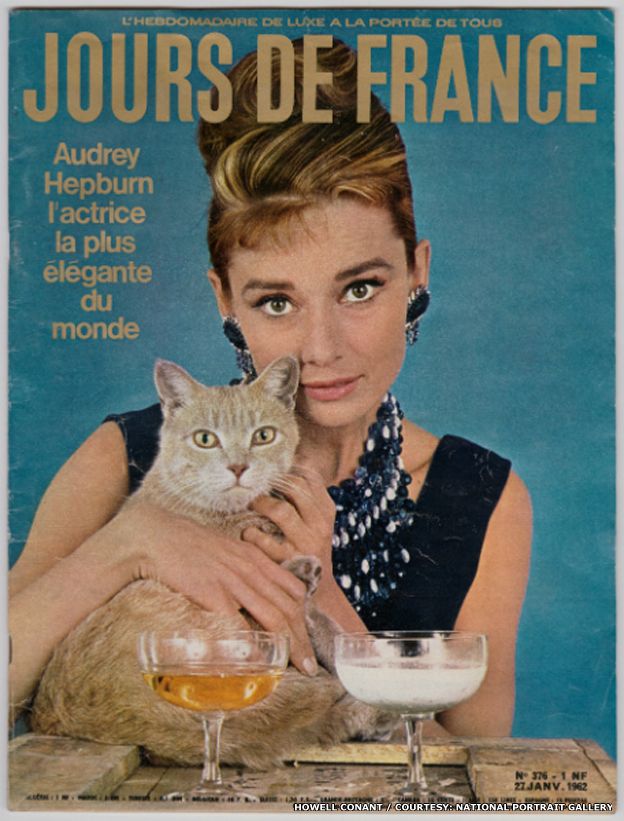 Audrey Hepburn as Holly Golightly in Breakfast at Tiffany’s by Howell Conant, published on the cover of Jours de France, 27 January 1962