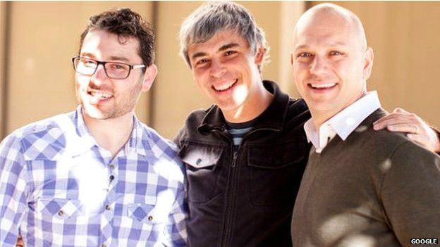 Larry Page junto a Tony Fadell y el otro confundador de Nest, Matt Rogers. 