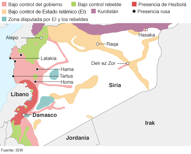 Mapa del conflicto en Siria
