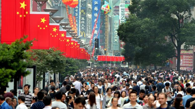 国庆节期间的上海南京路。