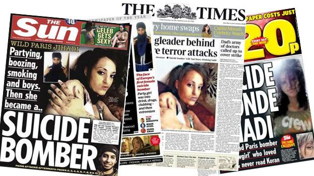 Hasna Aitboulahcen en las portadas de los diarios británicos.