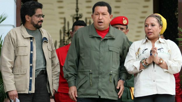 Hugo Chávez, Iván Márquez y Piedad Córdoba / Getty Images