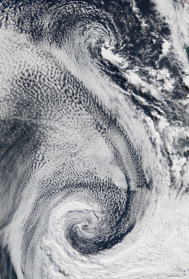 Formaciones nubosas sobre el océano Atlántico. Foto: NASA