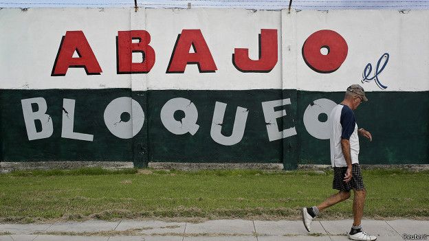 Pintada de protesta contra el embargo a Cuba
