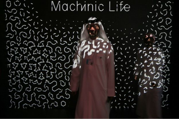 An Emirati man poses for a photo at the Museum of the future 