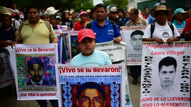 Protesta por la desaparición de estudiantes de Ayotzinapa