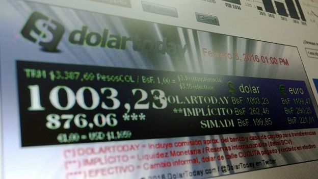 El inicio de la página web Dolar Today