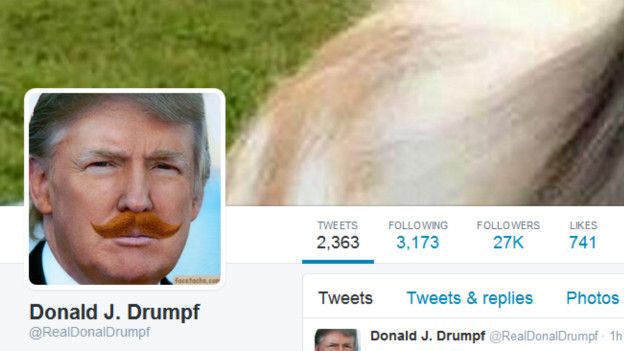 Cuenta de Donald Drumpf en Twitter
