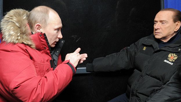 Владимир Путин и Сильвио Берлускони