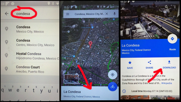 Bajando en Google Maps
