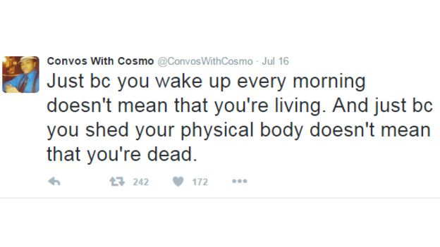 Đăng tải cuối cùng của ông Gavin Long trên trang Twitter Convos With Cosmo Twitter vào hôm thứ Bảy
