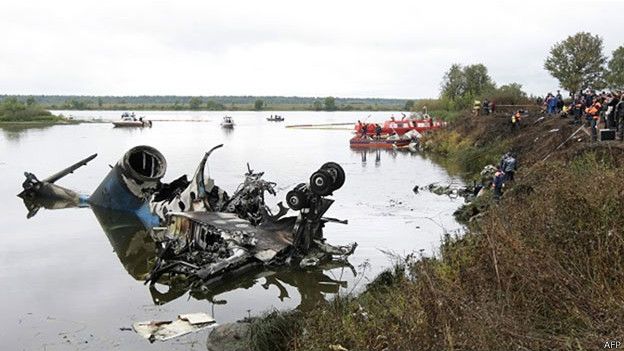 雅羅斯拉夫爾空難現場：飛機殘骸大部分落在附近的河中