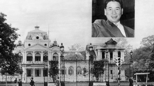 Phủ Tổng thống với hình ông Diệm trong ảnh chụp hồi đầu thập niên 60