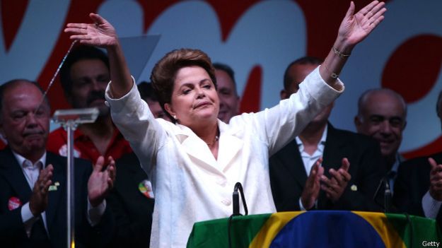 Dilma em seu discurso de vitória (Getty)