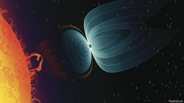 Recreación del campo magnético de la Tierra