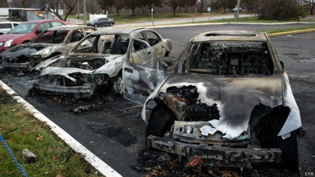 сгоревшие машины